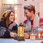 Christmas Snow Globe Lantern Crystal Glitter Lantern Features 8 Songs and 6-Hour Timer Function Ideal for Holiday Decorations and Gifts USB and Battery-Powered Snow Globe (Snowman Families)