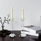 Kitcom 2-Pack Crystal Candlestick of Glass Holders for Home Decor, Crystal Taper Candle Holders Tabletop Centerpieces for Party and Wedding Decoration(8.5inch Tall)