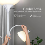 Brightech Sky Dome Double – High Brightness Torchiere Floor Lamp with 2 Reading Lights for Living Rooms, Bedrooms – Replace Halogen Standing Lamps with Efficient LED Office Lighting - Tall White Pole
