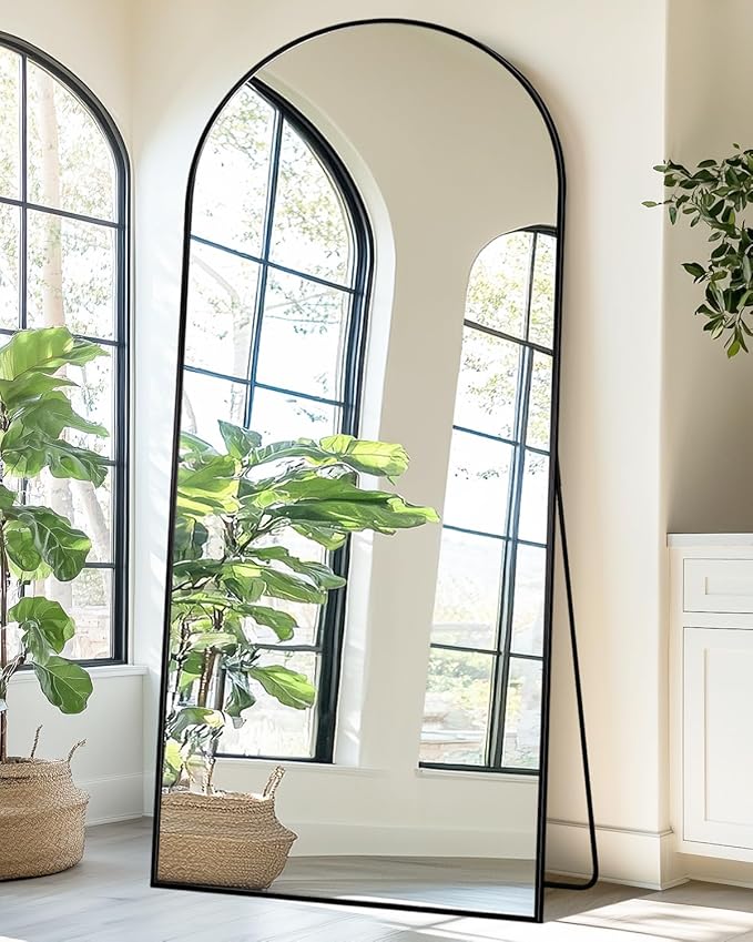 Suidia Arched Full Length Mirror, 71"x26" Floor Mirror Freestanding, Floor Standing Full Body Mirror with Stand for Bedroom, Hanging Leaning Mounted for Living Room Cloakroom, Black