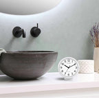 Caysie 6 Inch Waterproof Bathroom Shower Clock, Hanging or Standing Silent Battery Operated Quartz Magnetic Wall Clocks for Kitchen, Bathroom, Home (White)