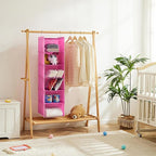 MAX Houser 6-Shelf Hanging Closet Organizer, Hanging Storage Shelves with 2 Sturdy Hooks Space-Saving for Bedroom, Foldable (Pink)