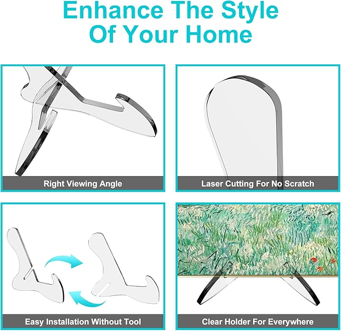 Boloyo "X Shape Acrylic Plate Display Stand, 4.5 Inch 1PC Clear Acrylic Bowl Plate Platter Dish China Porcelain Display Holder Easel Base for Home Kitchen School Art Display