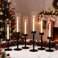 6 Black Candle Holders Set – Modern Candlestick Holders for Dining Room Decor, Candle Stick Holder Set for Weddings, Centerpieces for Tables, Gift for Home Decor, Coffee Table Candle Holder Decor