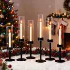 6 Black Candle Holders Set – Modern Candlestick Holders for Dining Room Decor, Candle Stick Holder Set for Weddings, Centerpieces for Tables, Gift for Home Decor, Coffee Table Candle Holder Decor