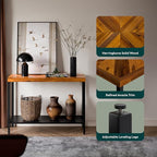 Bme Vivian Console Table, Solid Acacia Wood Entryway Table Without Drawer, Rustic Golden Brown Mid Century Modern Hallway Table, Sofa Table for Living Room or Foyer