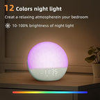 Sunrise Alarm Clock White Noise Machine: Natural Wake Up Light - Dimmable Clock with Bluetooth Speaker for Bedroom - 25 Sleep Sounds for Baby Adults Kids Sage Green