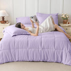 JOLLYVOGUE Twin Comforter Set, Ultra-Soft Bed in a Bag Twin Size 5 Pieces, Oeko-TEX Certified Bedding Set with Down Alternative Comforter, Sheets, Pillowcases & Shams, Lavender