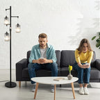 Black Modern Crystal Floor Lamp, 3 Lights Standing Lamp Dimmable, Industrial Tree Lamp with Crystal Shade, Dimmer Switch, 65" Tall Corner Floor Lamps for Living Room Bedroom Office Reading