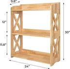 Natural Bookcase by Natural Wood, 3 Tier Bookshelf, Small Book Shelves Freestanding Display Storage Shelves. Open Bookshelf for Bedroom, Living Room and Office (Natural, 3 Tier)