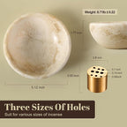 Koville Natural Marble Incense Holder, Incense Holder for Sticks with 9 Holes, Handmade Incense Burner Ash Catcher for Meditation Yoga SPA, Suit for Palo Santo/Sage/Cone(Ivory)
