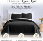 Southshore Fine Living, Inc. Quilts, Queen Size/Full Quilt Bedding Set, Stain & Pet Hair Resistant Bedding, Coverlet Queen Size/Full Size Quilt Bedspread, Soft Microfiber with 2 Pillow Shams, Black
