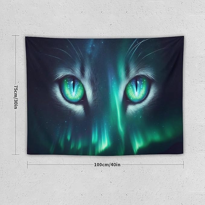 VUMIVI Cat Eye Galaxy Tapestry Mystical Northern Lights Starry Sky Abstract Aurora Art Magical Fantasy Decor Tapestry Wall Hanging for Living Room Bedroom Dorm Classroom Aesthetic Decor W40xL30in