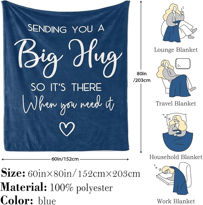 Pubrave Get Well Gifts for Women/Men, Inspirational/Sympathy/Thinking of You/Cheer Up/Feel Better Gifts for Women/Men, Healing Blanket Dark Blue 60x80in