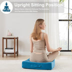 2 Pcs High Density Foam Floor Pillow - Upgraded Large Pillows Seating for Adults - Outdoor Floor Cushion with Soft Tufted Cover - Yoga Pillows for Sitting On Floor - 22 Inch Peacock Blue