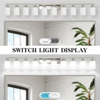 10-Light Bathroom Vanity Light Brushed Nickel,64.5in Vanity Lights with White Frosted Glass,Modern Bathroom Wall Lights Fixtures Over Mirror,Wall Sconces Lighting for Bedroom Living Room,E26