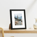 Vittanly 8x10 Picture Frames Set of 9, Display 5x7 Pictures with Mat or 8x10 without Mat, Photo Frames for Wall or Tabletop with Plexiglass, Engineered Wood, Black&Brown&Dark Grey