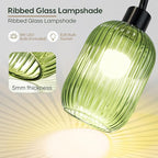 COTTHOS Glass Floor Lamp for Living Room, Modern Standing Lamp with Ribbed Glass Lampshade Marble Base, 68” Tall Lamp with Remote Control and Pedal Switch for Bedroom(6000K LED Bulb Included)