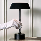 LED Cordless Table Lamp - Rechargeable Light for Home, Bedside, Kitchen - Small Dimmable Tap Lights - Battery Powered Touch Lamp for Desk Wireless - Black and Gold Lamp Shades, IP44, USB Type C Cable
