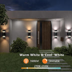 Smart WiFi Outdoor Wall Lights Exterior 2 Pack, Up and Down Porch Lights Ambience Color Changing, Bronze Cylinder RGBCW LED Outdoor Wall Lamp for House Garage Porch, Outside Exterior Lights ETL Listed