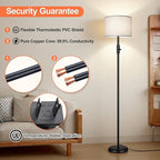 Floor Lamp Simple Design with Shade, Small Tall Lamps for Living Room Bedroom Office Dining Room Kitchen, Black Pole Lamp-Gray