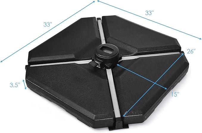 Giantex 4PCS Patio Offset Umbrella Base Weight, 195 lbs Water Sand Filled Umbrella Stand for Cantilever Offset Umbrella, Outdoor Market Umbrella Base with Easy-Filling Spouts