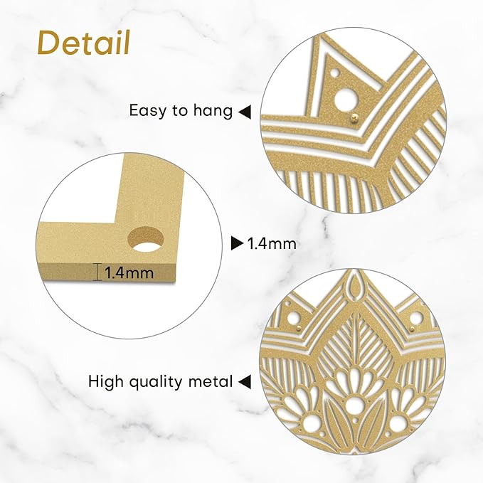 SIGNLEADER Metal Wall Art Decor Flower Minimalist Modern Abstract Wall Sculpture Hangings Home Decoration for Living Room, Bedroom, Bathroom, Kitchen, Outdoor - 36" Gold