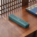 CEREMONY Incense Holder,Ceramic Incense Holder for Sticks with Ash Catcher,Coffin Style Incense Box,Incense Burner for Meditation Yoga Spa Room Decor(Green)