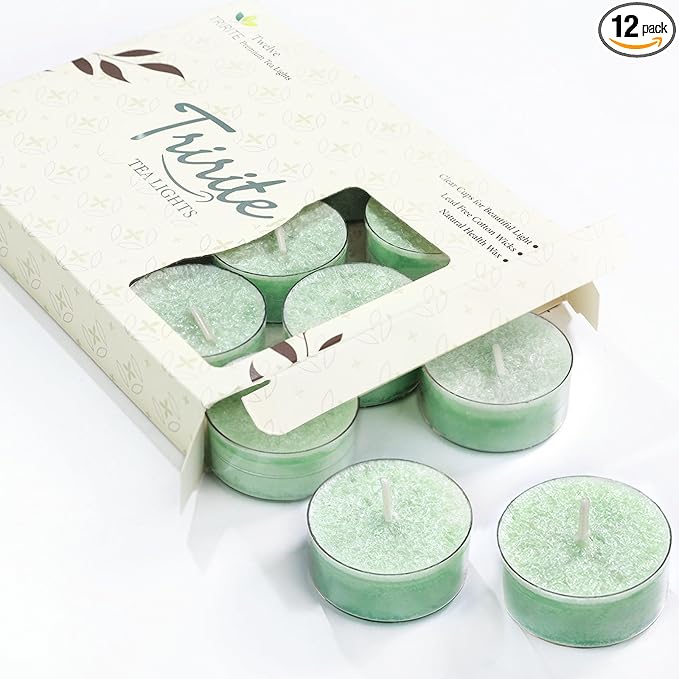 Green Tealights Candles for Easter, 5 Hours Unscented Tea Lights Candle Bulk,Non-Paraffin, Smokeless, Mini Tealight Votive Candles for Easter,Wedding,Valentine's Day,Baby Shower,Christmas, 12pcs