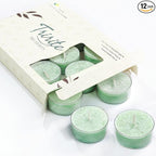 Green Tealights Candles for Easter, 5 Hours Unscented Tea Lights Candle Bulk,Non-Paraffin, Smokeless, Mini Tealight Votive Candles for Easter,Wedding,Valentine's Day,Baby Shower,Christmas, 12pcs