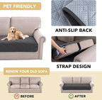 H.VERSAILTEX Couch Cover Chenille Pet Fuzzy Sofa Covers for 3 Cushion Couch Anti Slip Washable Sofa Slipcovers with Strap Soft Couch Protector Cover for Dogs Cats Kids(36" x 82", Grey)