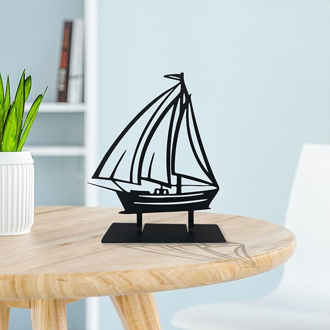 Metal Sailboat Table Decor, Sailing Tabletop Decor, Coastal Sea Metal Decor, Sailboat Decoration, Sail Boat Art Work, Nautical Decoration for Living Room Bookshelf