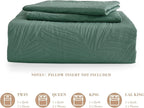 Exclusivo Mezcla Twin Quilt Bedding Set, Lightweight Green Quilts Twin Size for All Seasons, Soft Microfiber Bedspreads Coverlets Bed Cover with Leaf Pattern, 2 Piece