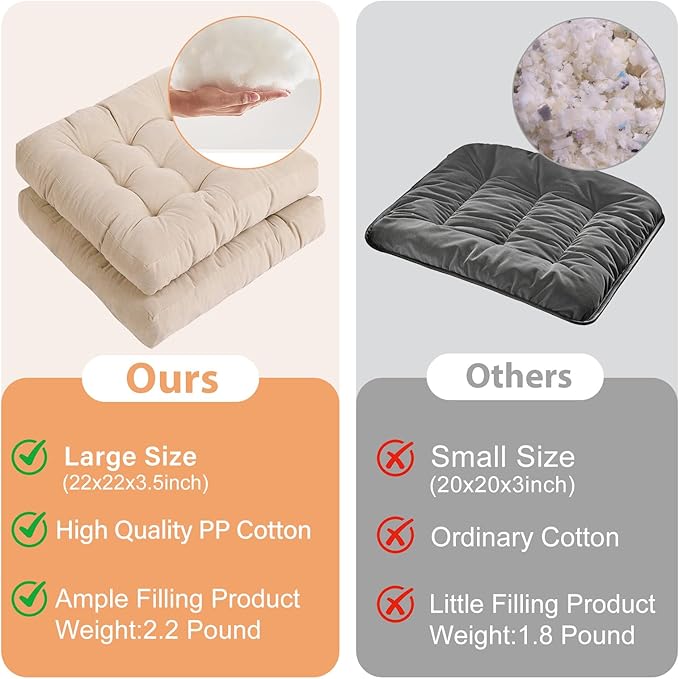 Tiita Outdoor Cushions Square Floor Pillow Thicken Tufted Seat Pad Large Floor Cushion for Yoga Meditation Living Room