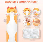 Mewaii Long Cat Plush 5 Sizes, 120% Extra Filling Giant Plushness Kids Body Pillow, Kawaii Cute Brown Cat Stuffed Animals Plushies, Big Long Body Pillow Cat Plush Gift for Girls 36”