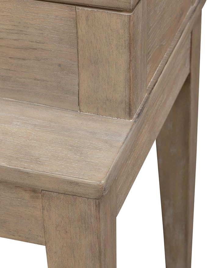 Liberty Furniture Brentwood Console Bar Table with AC, USB Charging Station for Living Room - Sandstone Oak Wood