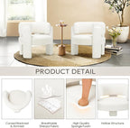 COLAMY Modern Accent Chair Set of 2, Velvet Accent Chairs, Upholstered Barrel Chairs with Solid Wood Legs, Comfy Side Chair for Living Room, Bedroom, Reading, Cozy Reading Chair,Cream