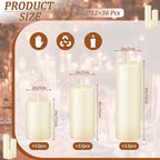 36 Pcs Ivory Pillar Candles Bulk Set，Hurricane Candles，3 Different Lengths 2 x 3/4/6 Inch (12 Each)，Dripless Unscented Smokeless，Gives You a Better Atmosphere When Organizing an Event Party.