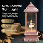 Snow Globe Lantern with Ballet Girl Ballerina – Shatterproof 8 Songs Musical Box Automatic Snowfall Led Light USB & Battery Powered,for Valentine’s Day Gifts Present Birthday Home Fall Decoration,Pink