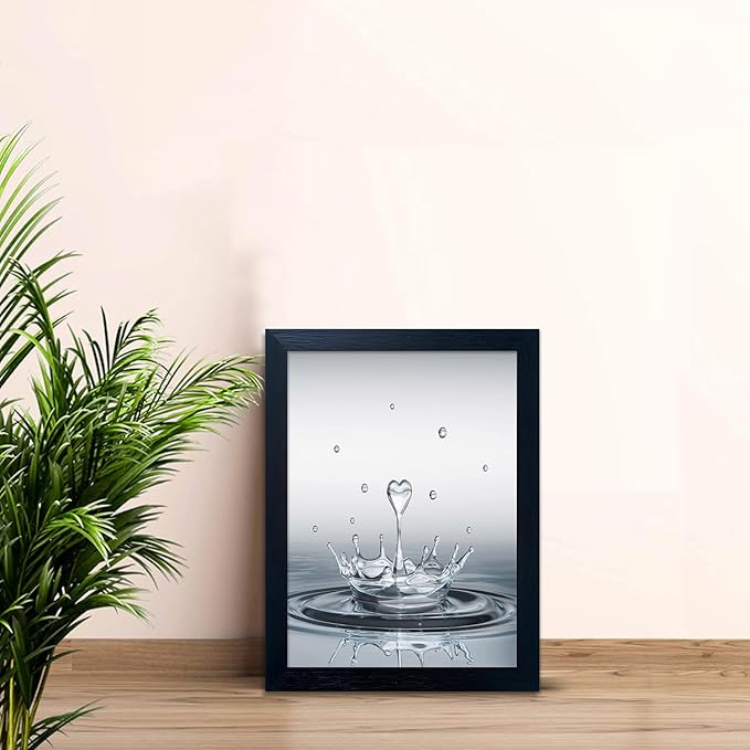 Bathroom Pictures Wall Decor, Guest Bathroom Decor Wall Painting, Heart Water Drop Splash Modern Canvas Pictures Print, Black Framed Artwork