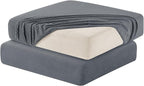 Hokway Stretch Couch Cushion Slipcovers Reversible Cushion Replacement Slipcovers Sofa Cushion Covers(Light Grey, 2)