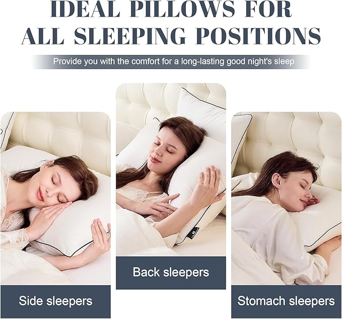 Feather Down Pillows Standard Size for Sleeping, 1 Pack White Hotel Fluffy Bed Pillow with Airyfil™ Fillings, Medium Firm for Side Sleepers, 20×26 in.