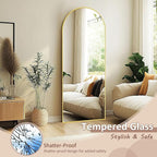 Full Length Mirror, 59" x 18" Arched Full Body Mirror Large Standing Floor Mirrors, Mirrors for Bedroom, Bathroom, Living Room Standing or Wall Leaning, Gold