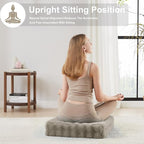 2 Pcs High Density Foam Floor Pillow - Upgraded Large Pillows Seating for Adults - Outdoor Floor Cushion with Soft Tufted Cover - Yoga Pillows for Sitting On Floor - 22 Inch Light Taupe