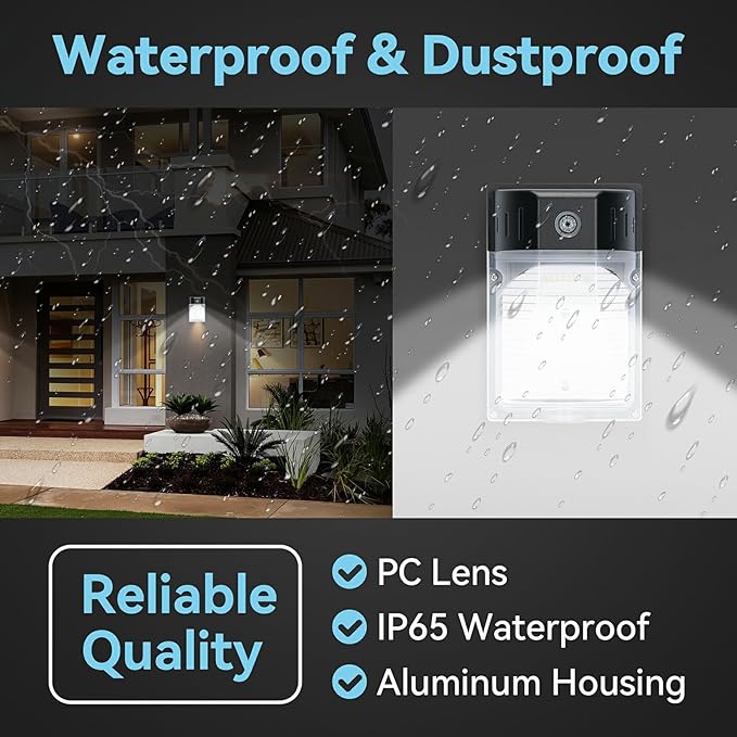 30W LED Wall Pack Light with Photocell 2Pack, 3900LM, 5000K Daylight, LED Wall Lights IP65 Waterproof Outdoor Security Flood Lighting for Yard Garage Warehouse Garden, 100-277VAC, ETL Listed