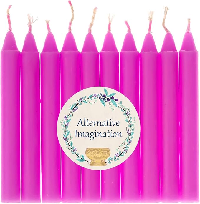 Alternative Imagination Pink Chime Candles - 20 Pack of Unscented 4 Inch Mini Taper Candles - Dripless Long Burning Ritual Candles for Meditation, Spell Work, Birthdays, Ceremonies & Home Decor