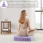 2 Pcs High Density Foam Floor Pillow - Upgraded Large Pillows Seating for Adults - Outdoor Floor Cushion with Soft Tufted Cover - Yoga Pillows for Sitting On Floor - 22 Inch Light Purple