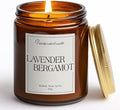 Lavender & Bergamot Scented Candles for Home, Natural Soy Wax Aromatherapy Non Toxic Candle Gifts for Women Men, Home Fragrance Decoration Glass Jar Candle for Meditation and Relaxation (9oz
