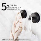 YOHOM Suction Cup Hooks Shower Towel Holder Stainless Steel Vacuum Bathroom Shower Hook Suction Towel Rack Kitchen Organizer for Bathrobe Loofah Matte Black 2Pcs