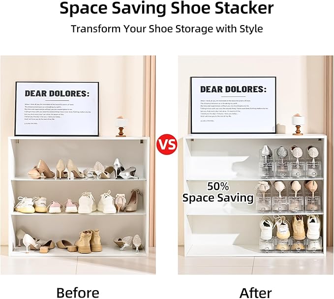 Shoe Slots Organizer，20 Pack Shoe Stackers for a Pair of Shoes,Adjustable Shoe Rack with Three Levels